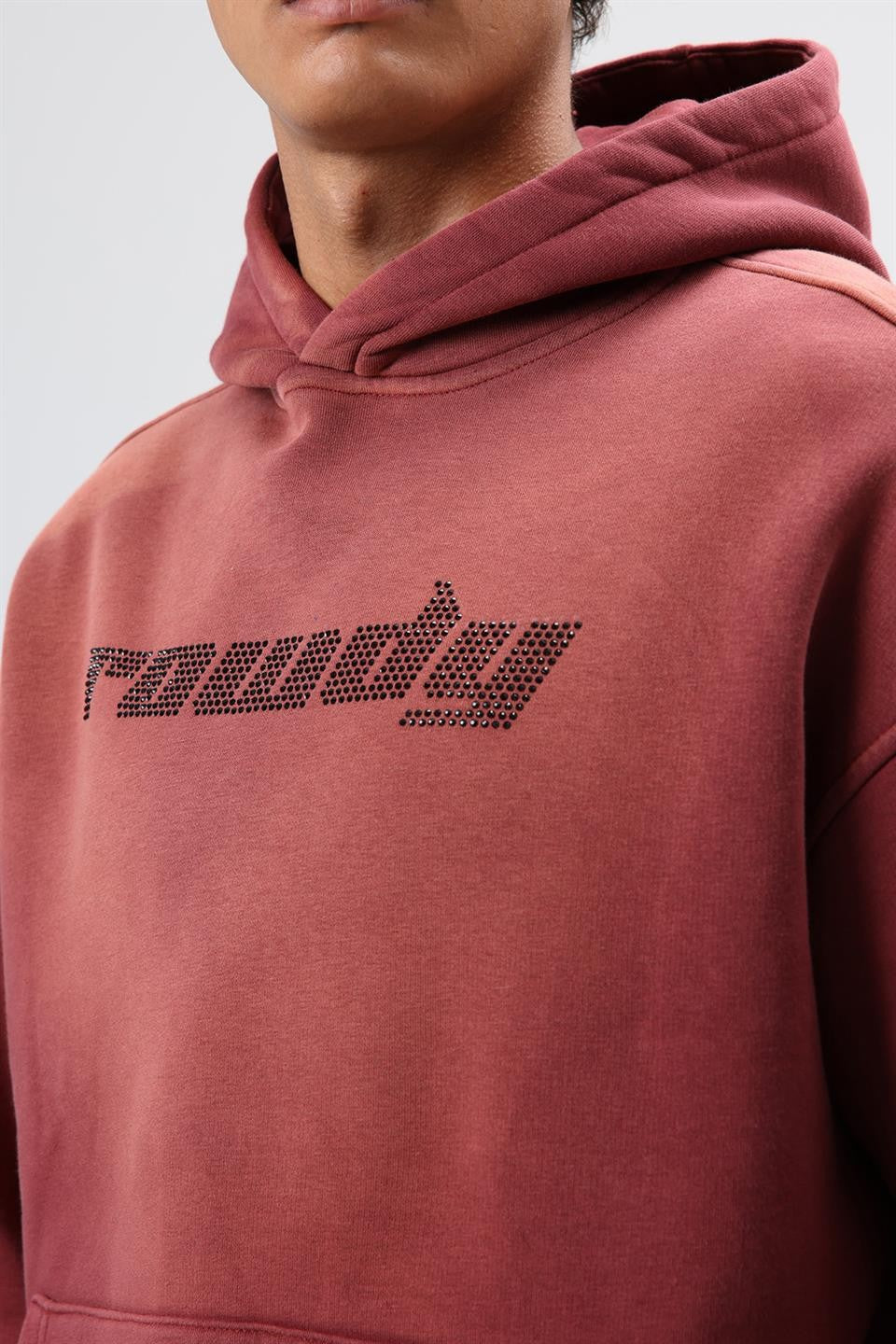 Oversize Baskılı Yıkamalı Hoodie