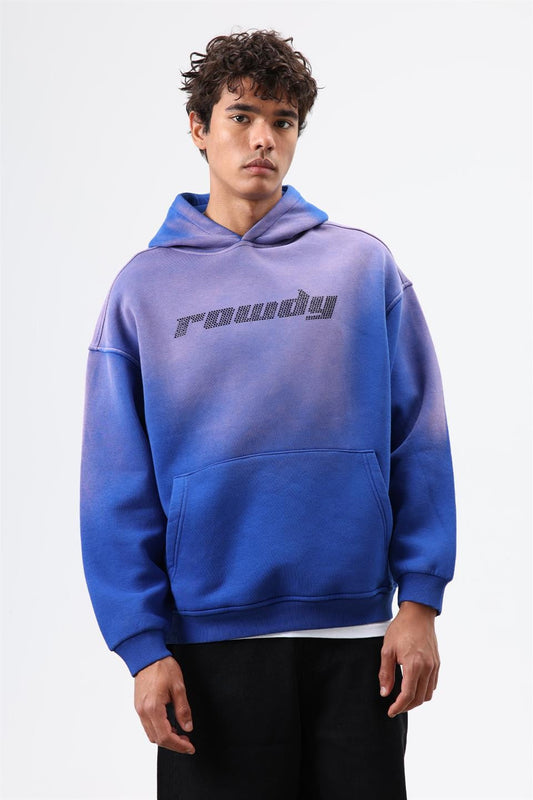 Oversize Baskılı Yıkamalı Hoodie
