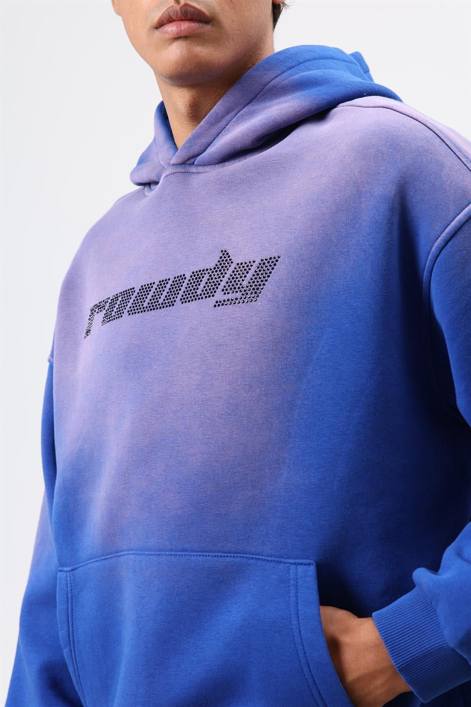 Oversize Baskılı Yıkamalı Hoodie