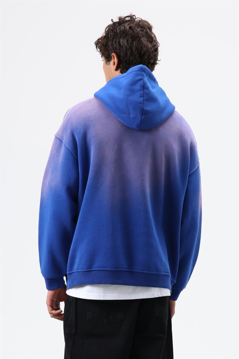 Oversize Baskılı Yıkamalı Hoodie
