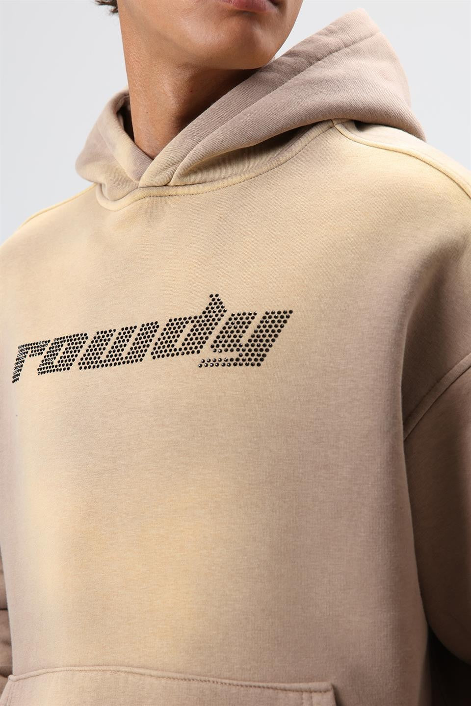 Oversize Baskılı Yıkamalı Hoodie