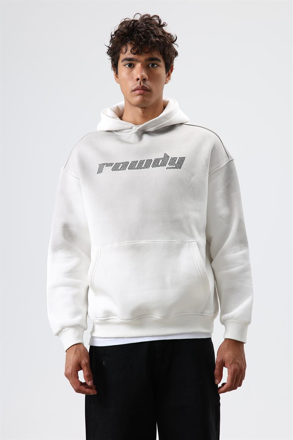 Oversize Baskılı Yıkamalı Hoodie