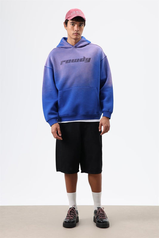 Oversize Baskılı Yıkamalı Hoodie