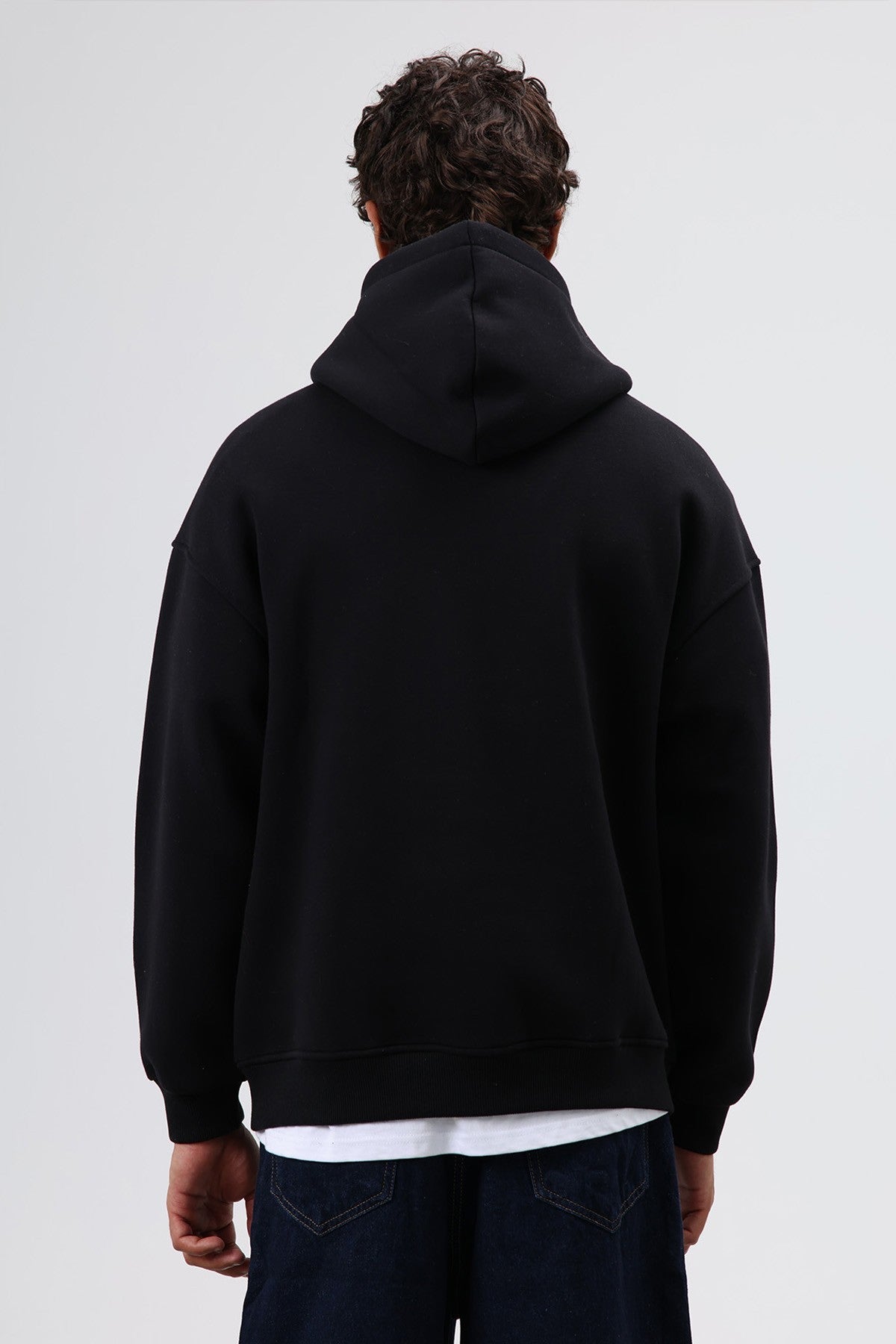 Oversize Baskılı Kapüşonlu Sweatshirt