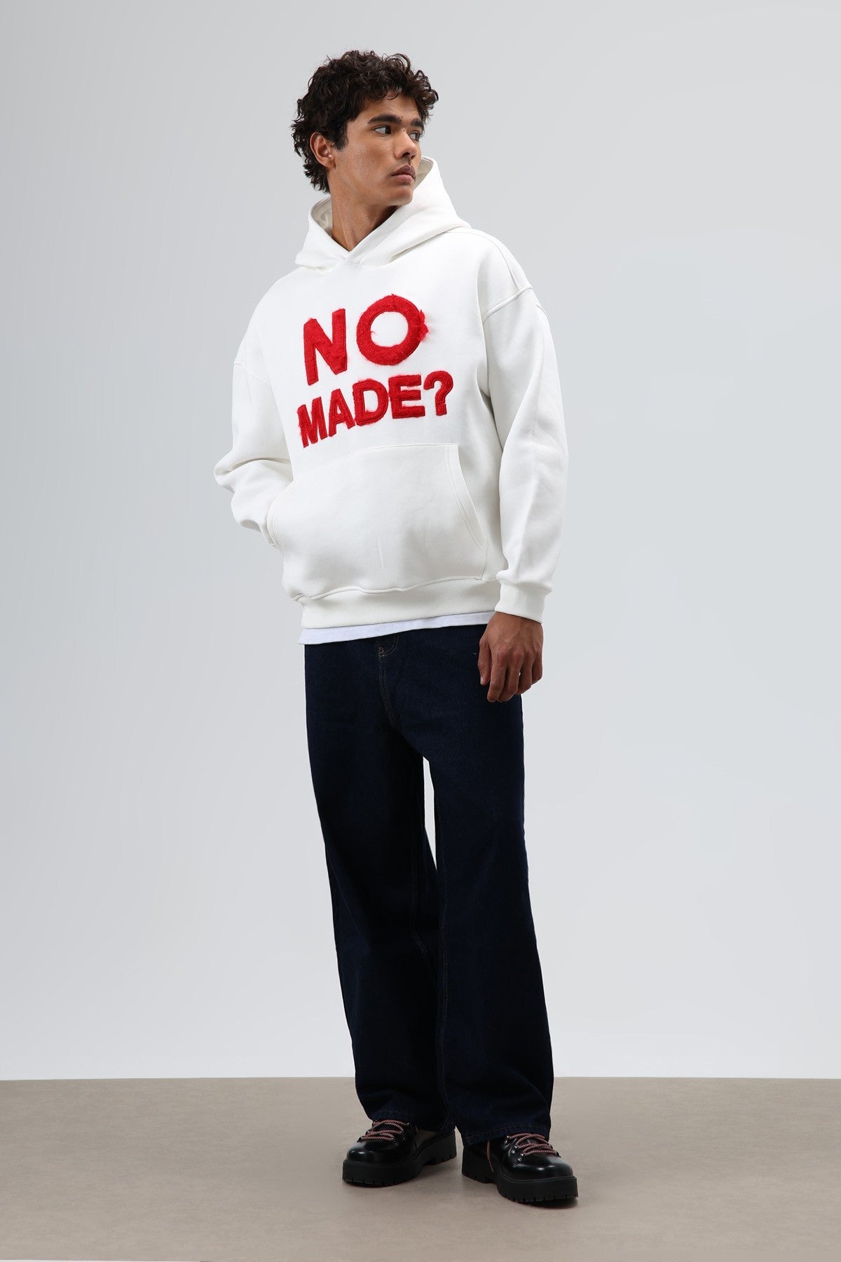 Oversize Baskılı Kapüşonlu Sweatshirt