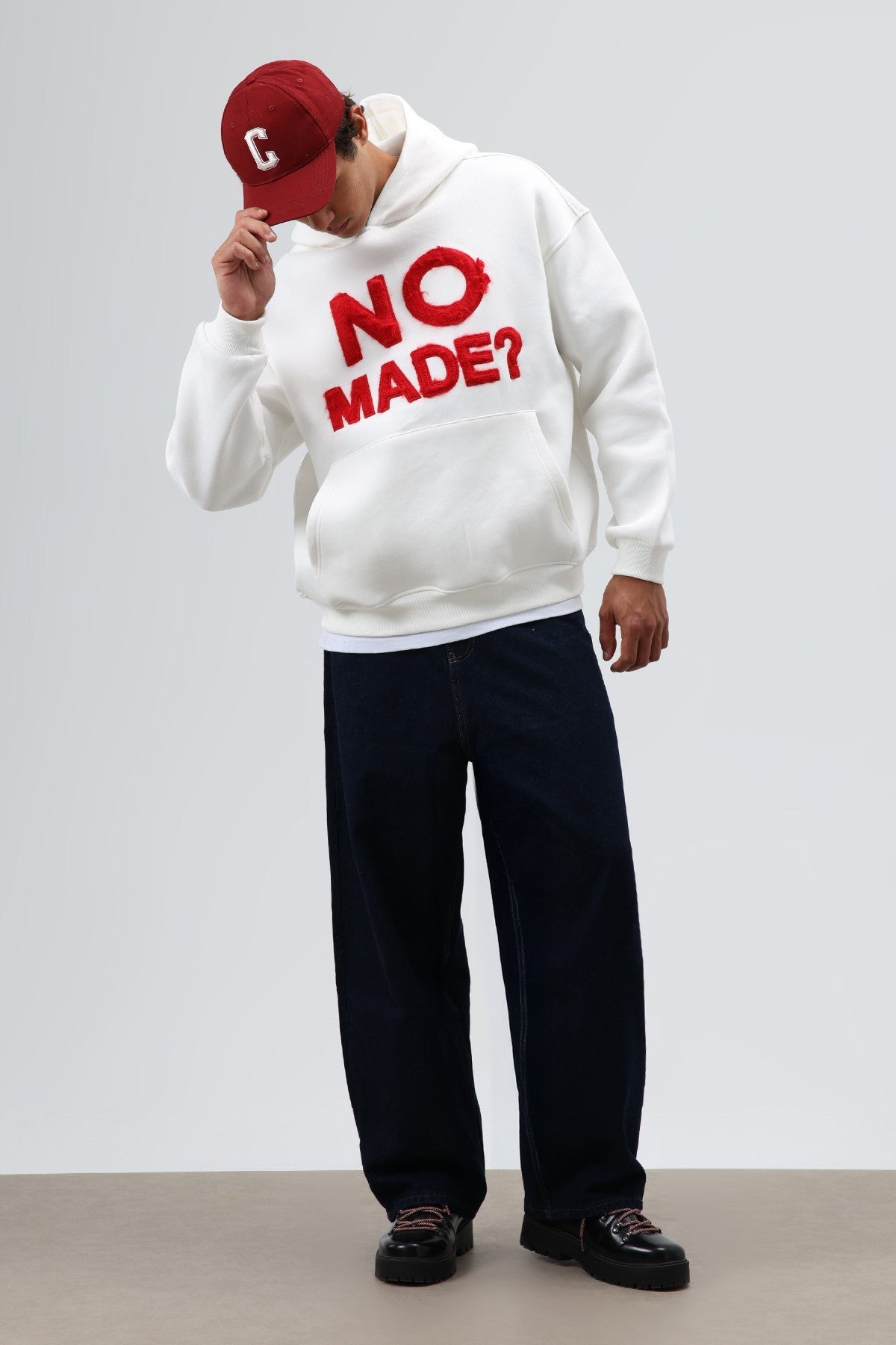 Oversize Baskılı Kapüşonlu Sweatshirt