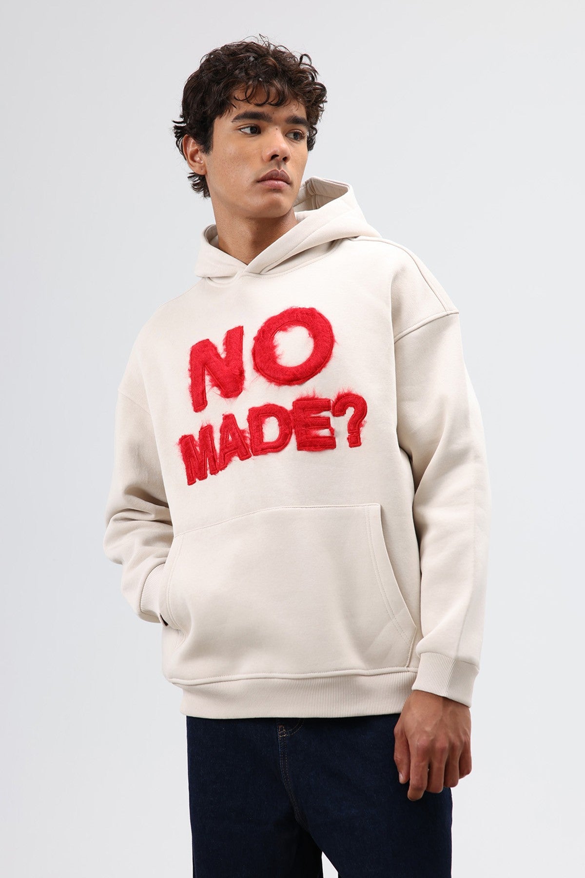 Oversize Baskılı Kapüşonlu Sweatshirt