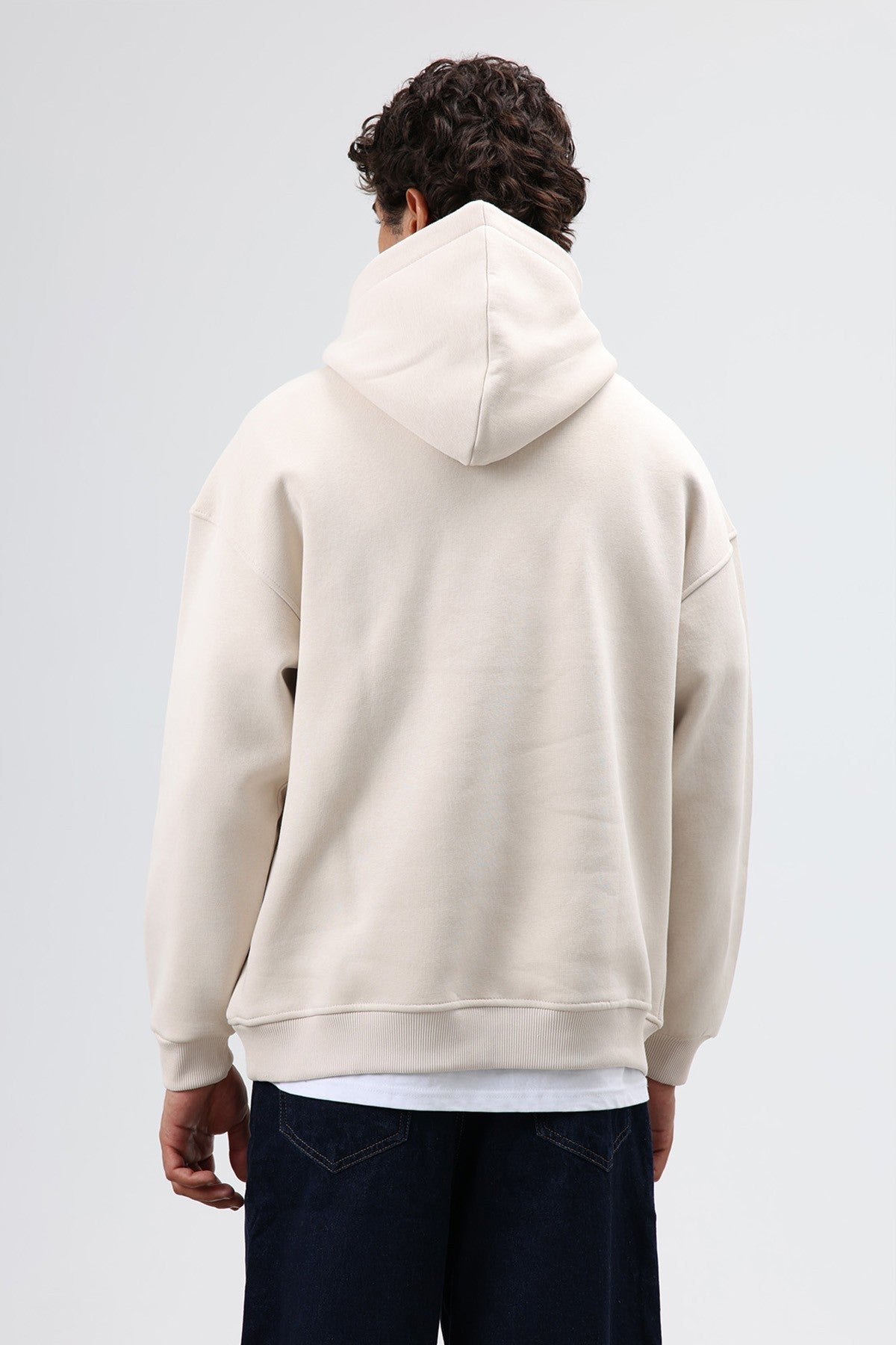 Oversize Baskılı Kapüşonlu Sweatshirt