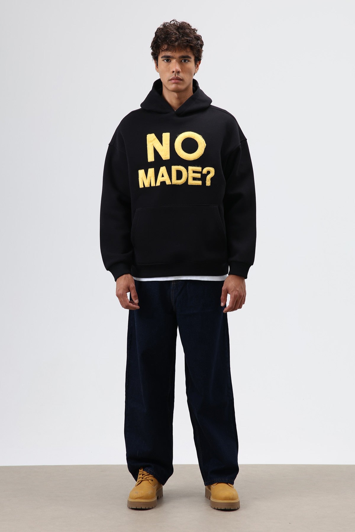 Oversize Baskılı Kapüşonlu Sweatshirt
