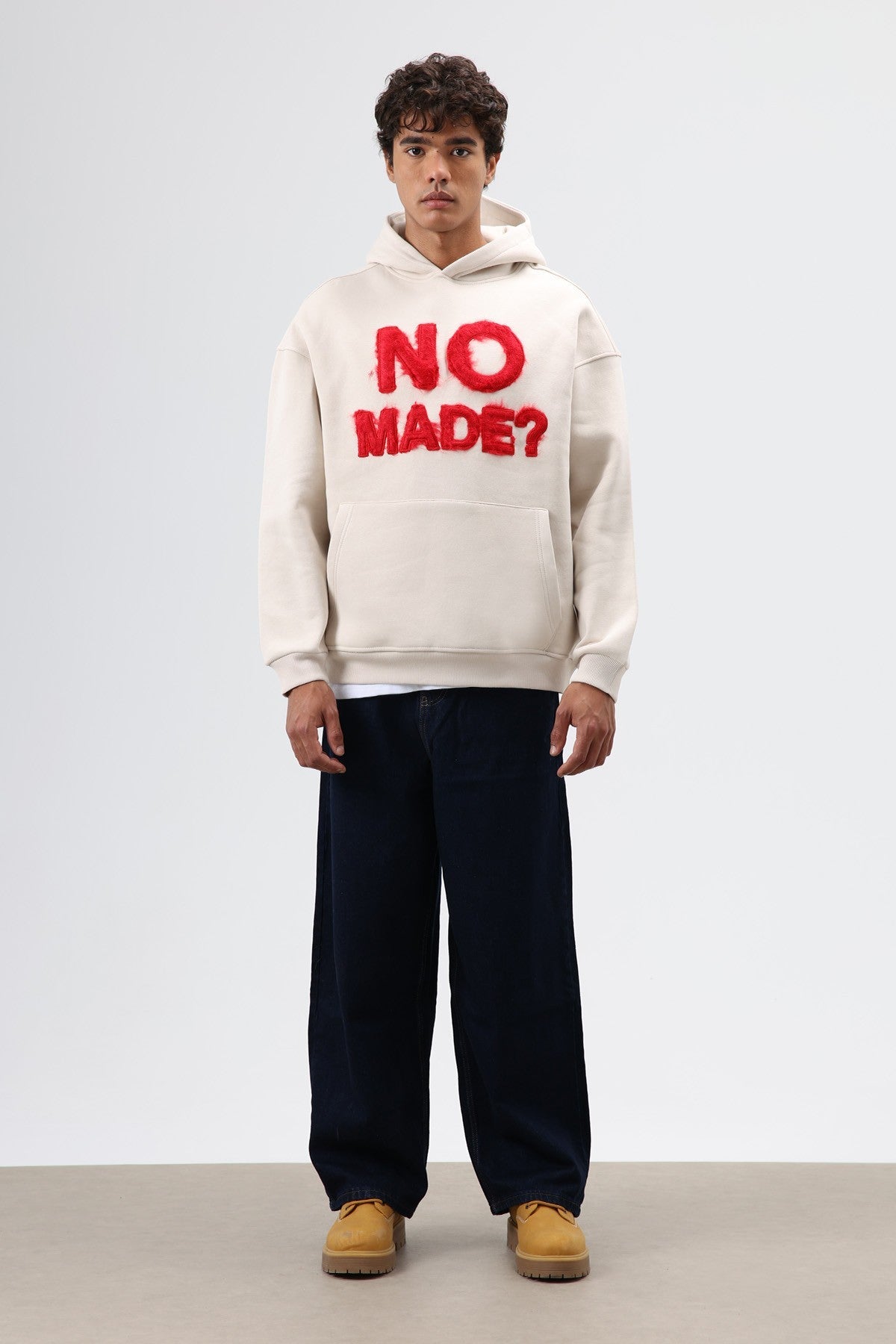 Oversize Baskılı Kapüşonlu Sweatshirt