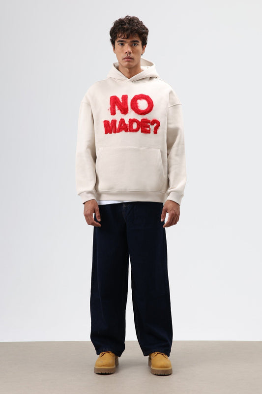 Oversize Baskılı Kapüşonlu Sweatshirt