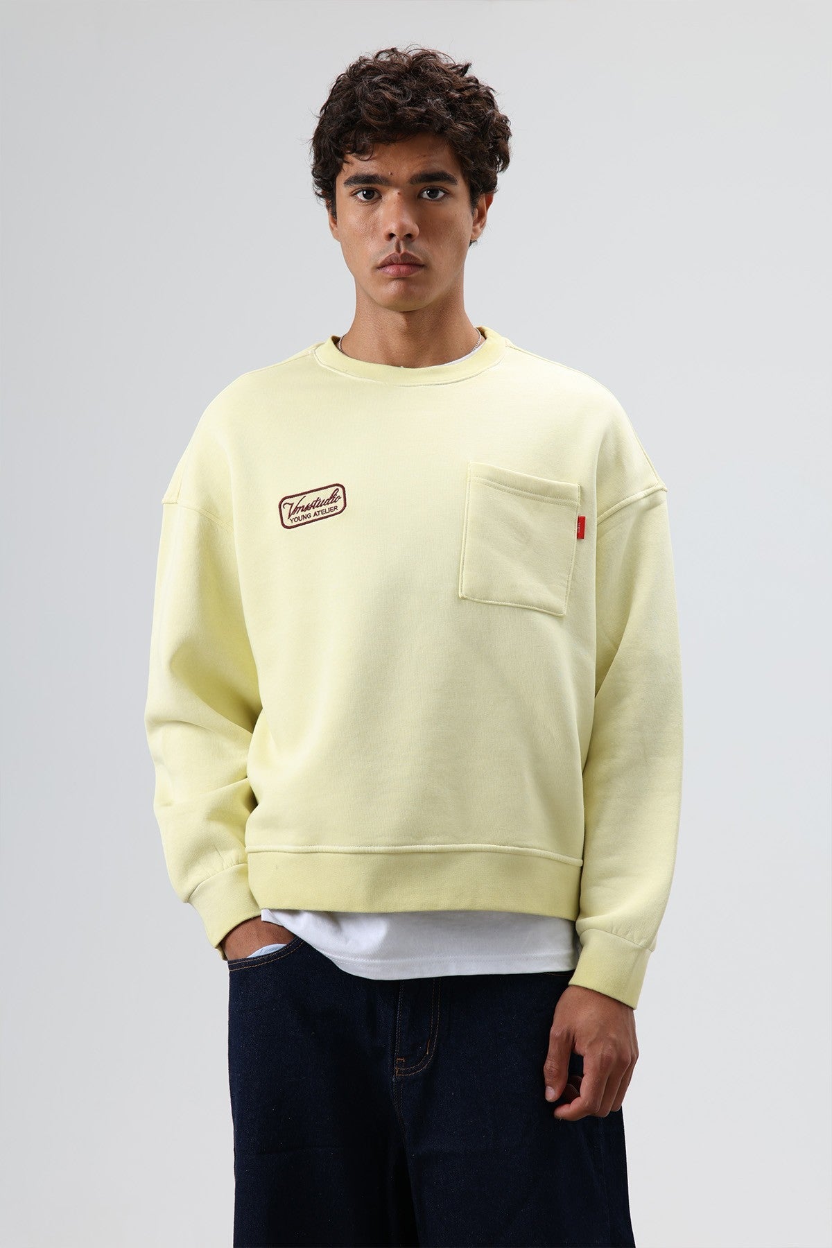 Oversize Bisiklet Yaka Cepli Sweatshirt