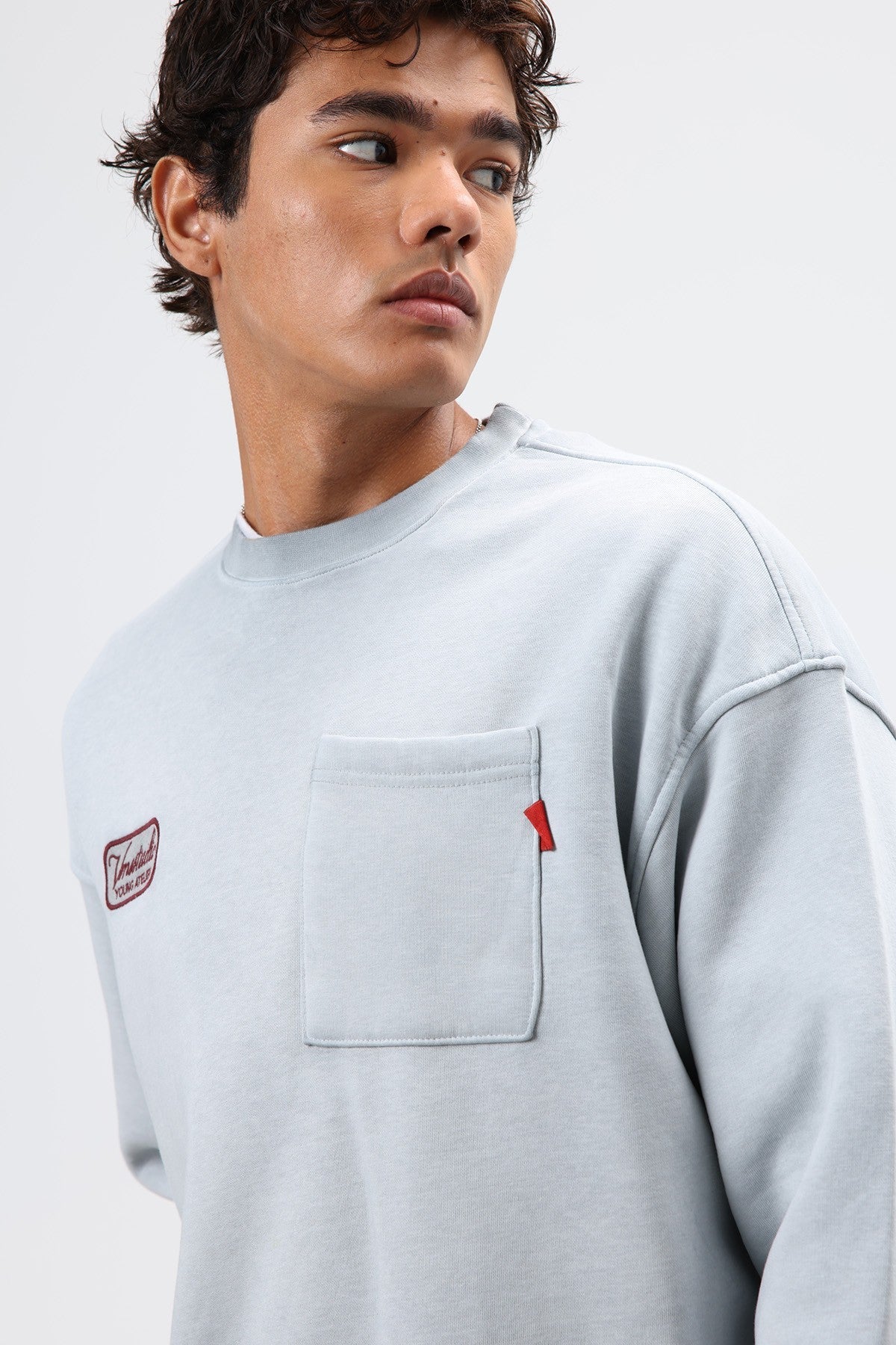Oversize Bisiklet Yaka Cepli Sweatshirt
