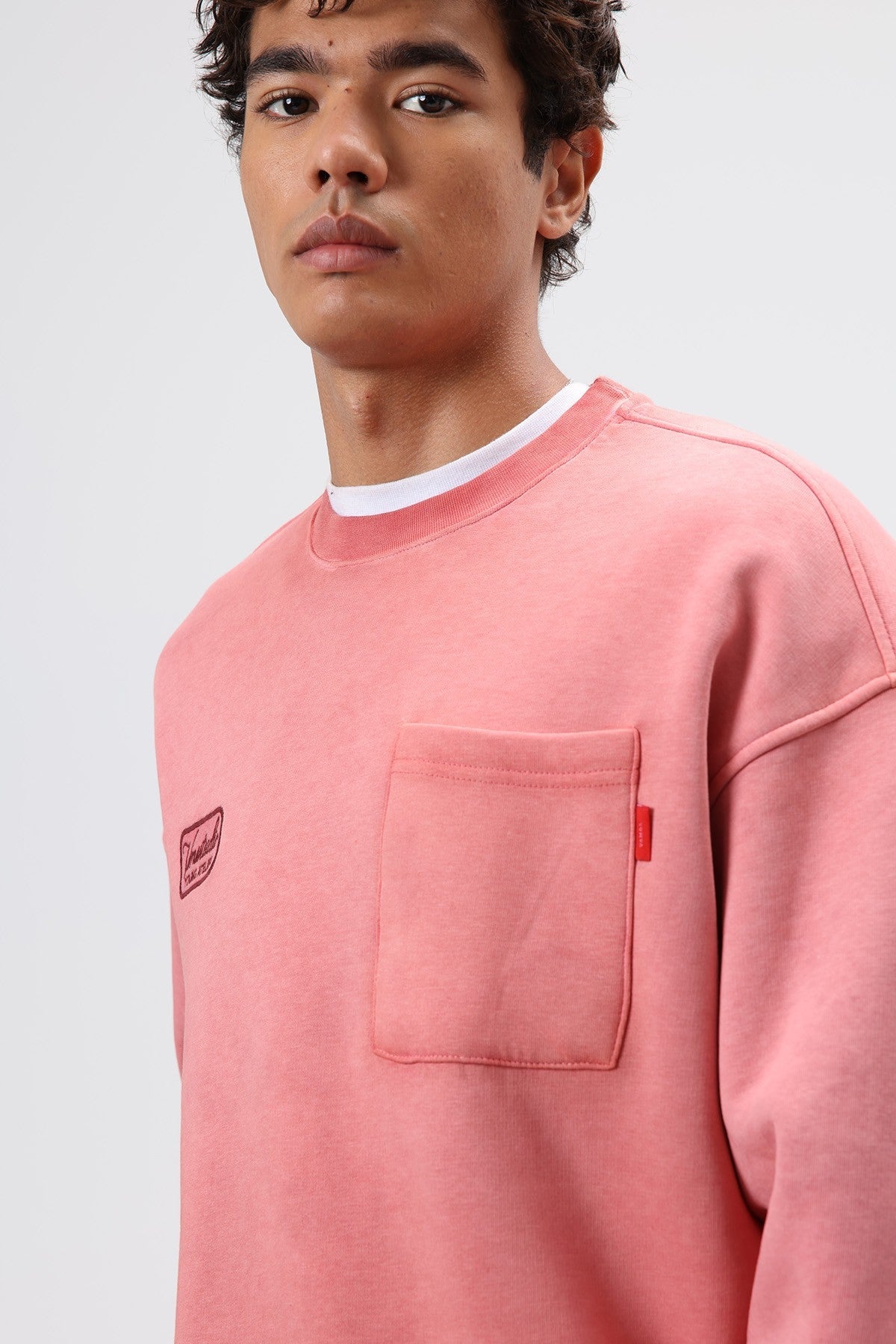 Oversize Bisiklet Yaka Cepli Sweatshirt