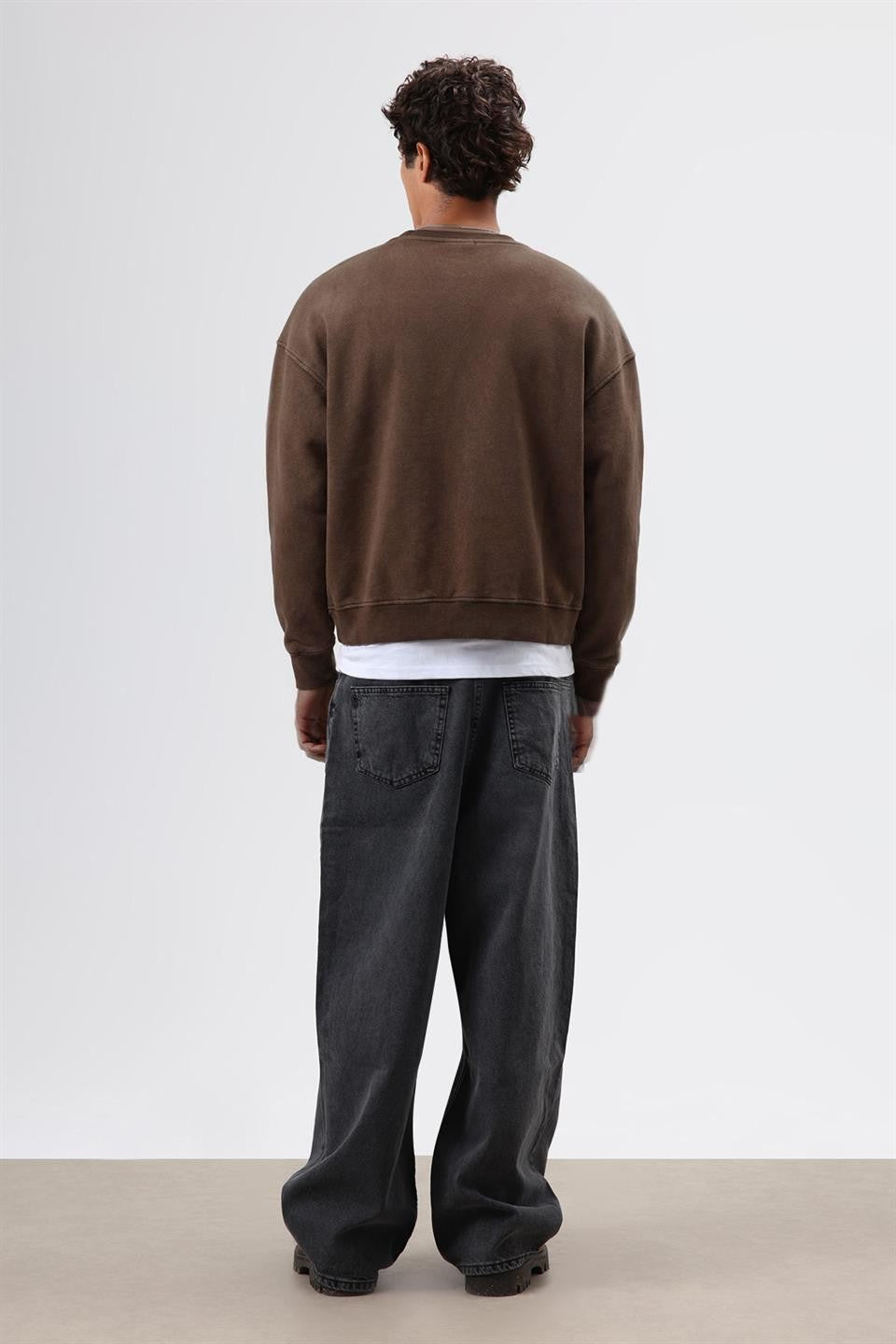 Oversize Bisiklet Yaka Cepli Sweatshirt