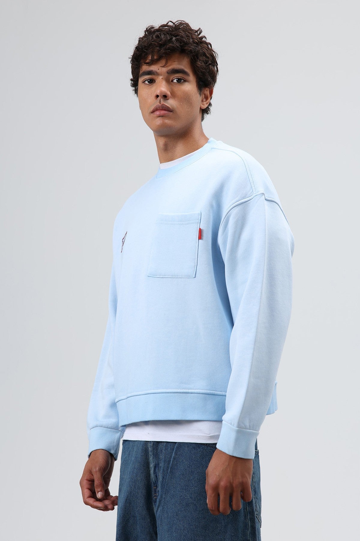 Oversize Bisiklet Yaka Cepli Sweatshirt