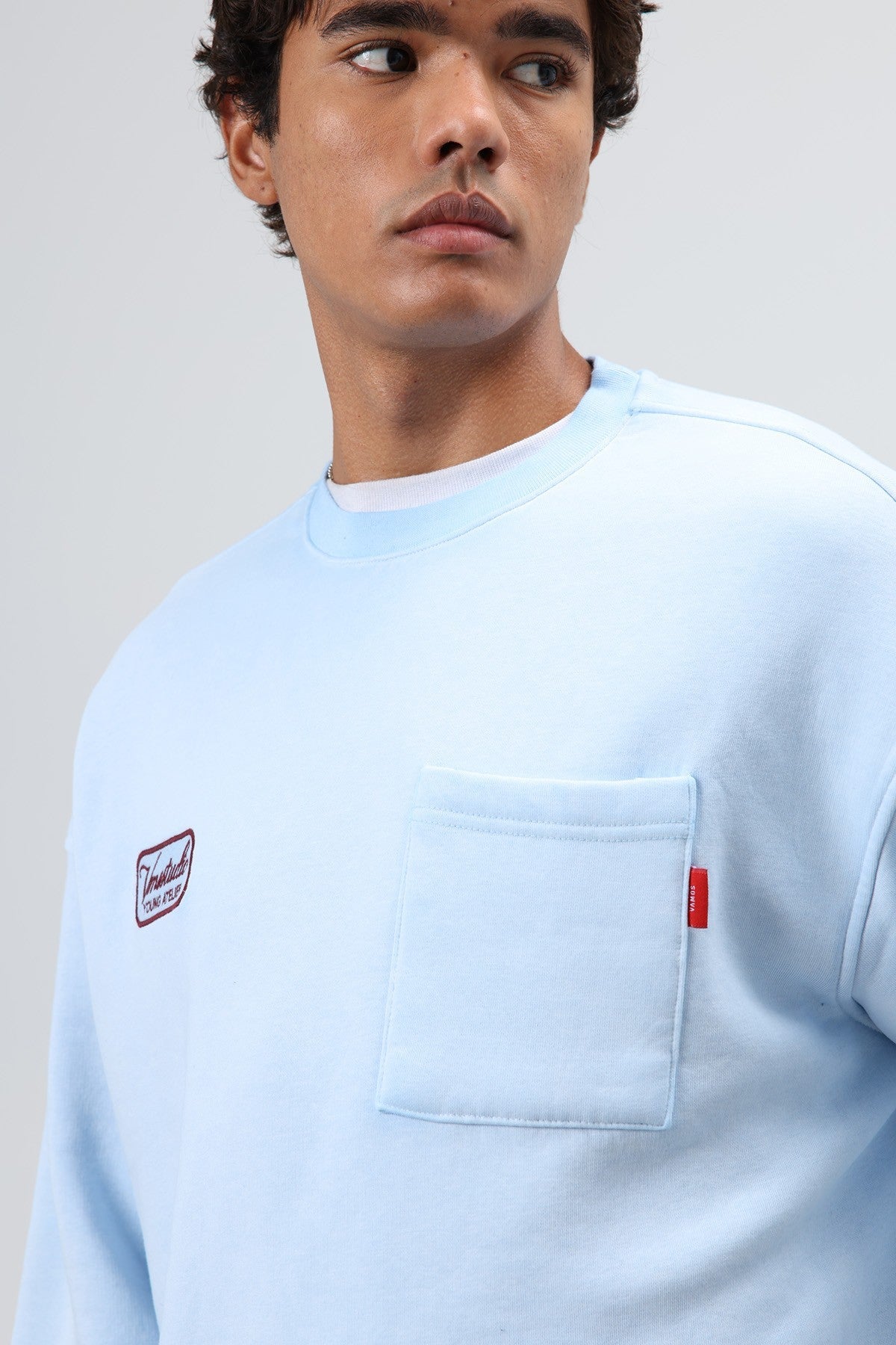 Oversize Bisiklet Yaka Cepli Sweatshirt