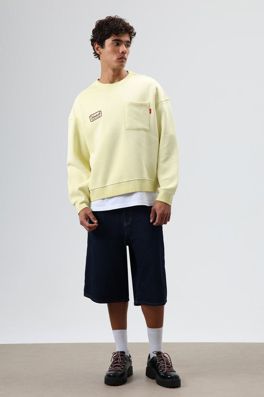 Oversize Bisiklet Yaka Cepli Sweatshirt