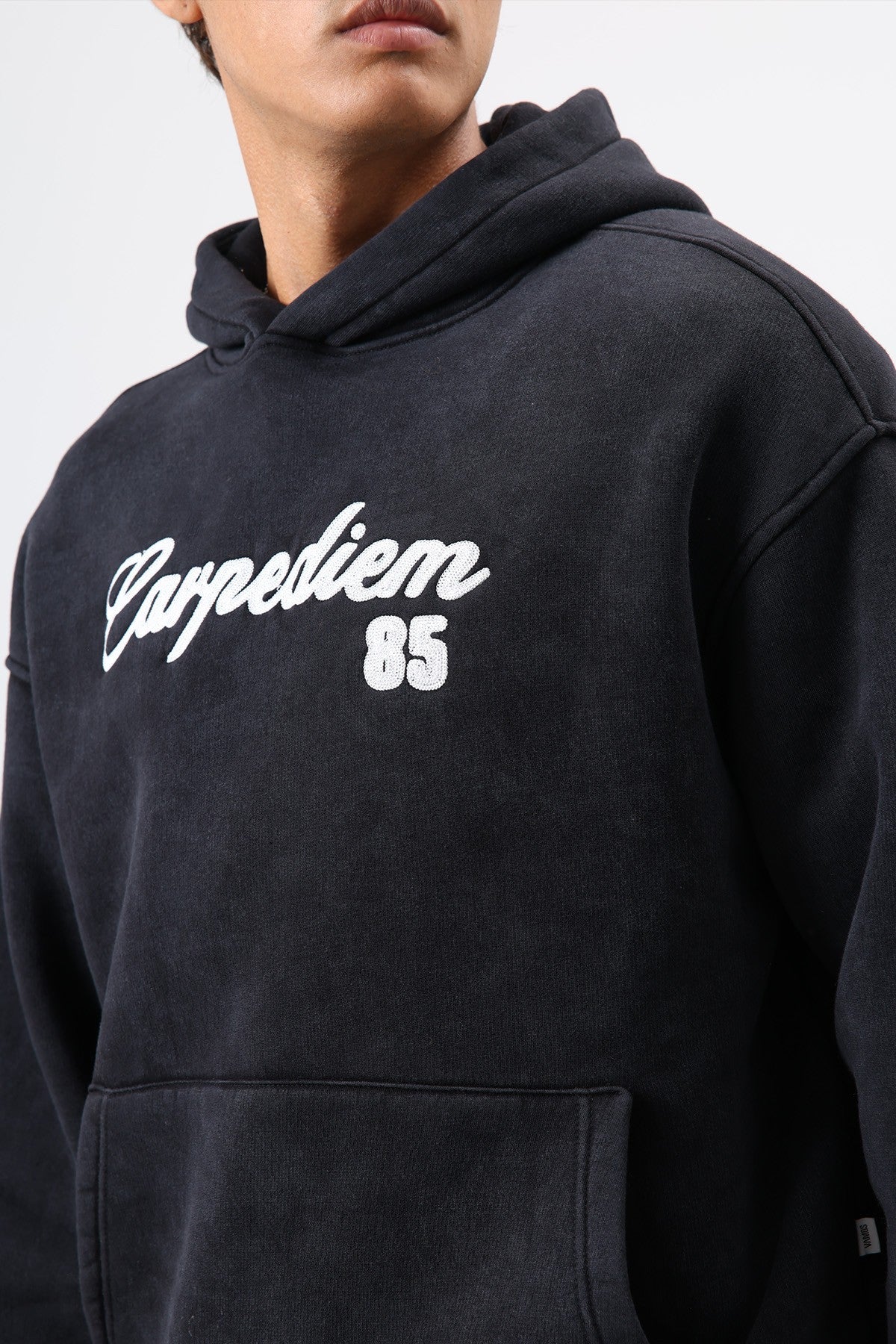 Oversize Baskılı Kapüşonlu Hoodie