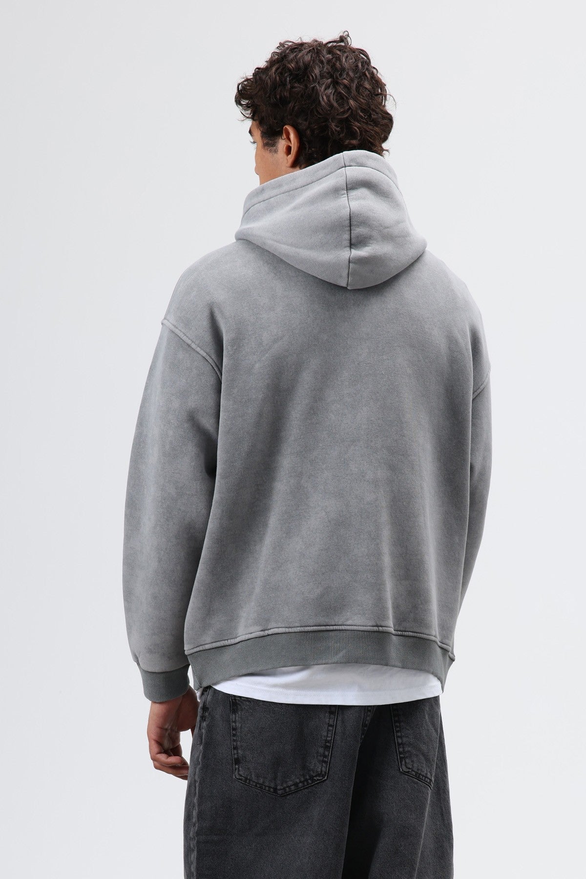 Oversize Baskılı Kapüşonlu Hoodie