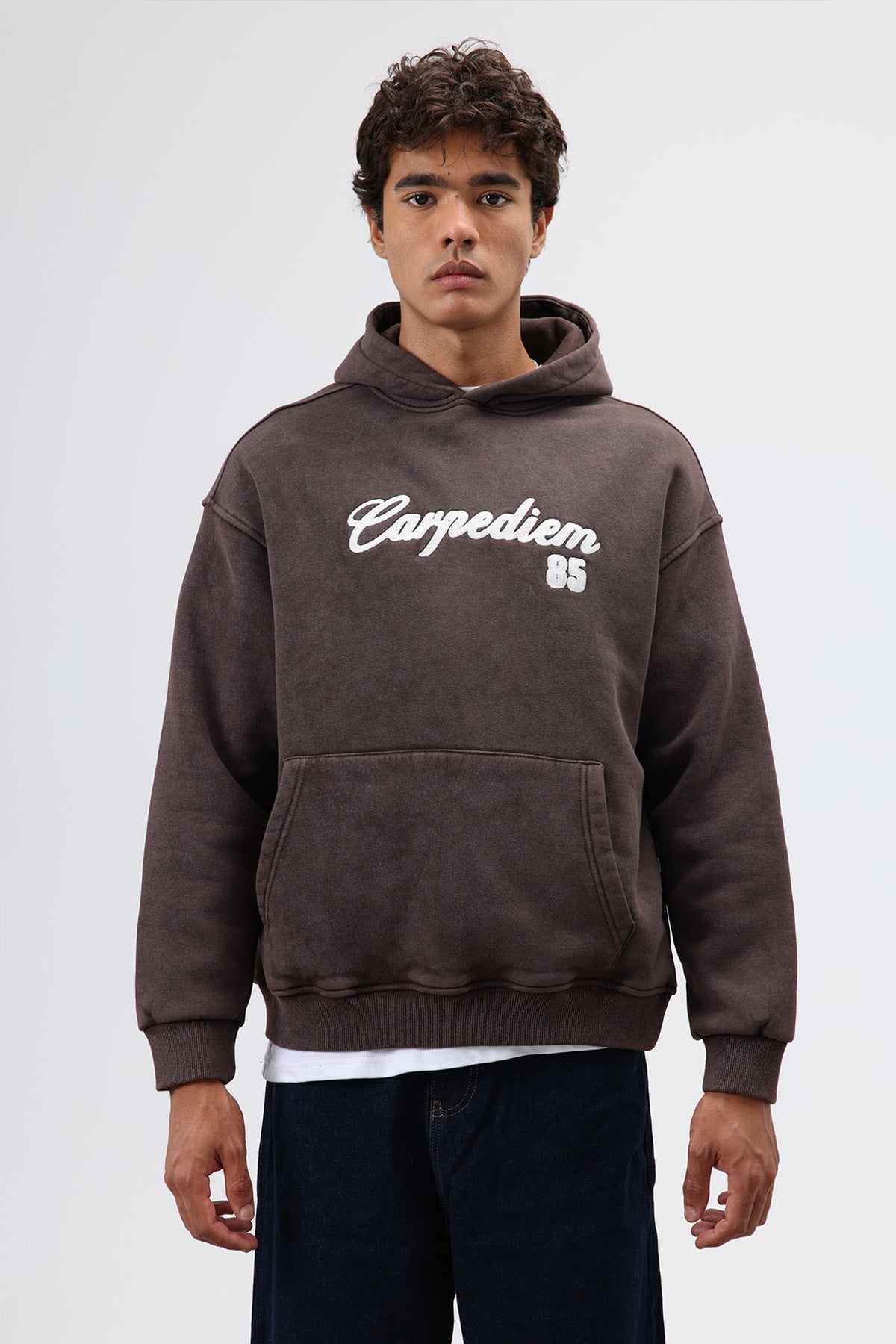Oversize Baskılı Kapüşonlu Hoodie