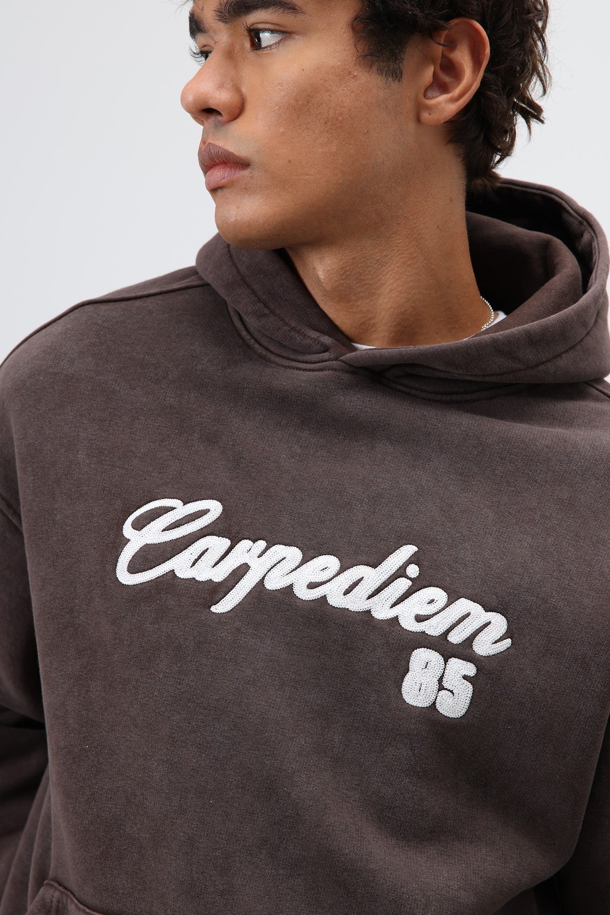 Oversize Baskılı Kapüşonlu Hoodie