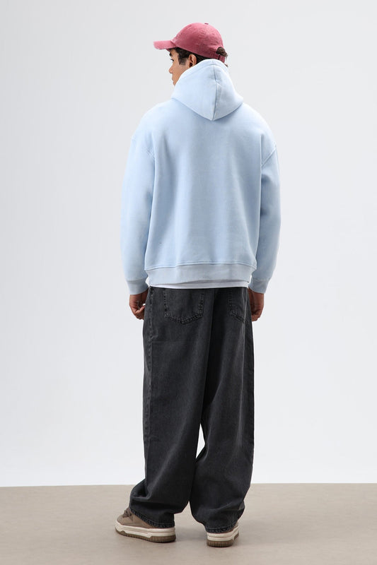 Oversize Baskılı Kapüşonlu Hoodie