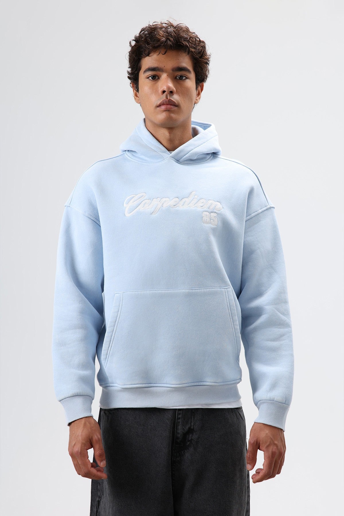 Oversize Baskılı Kapüşonlu Hoodie