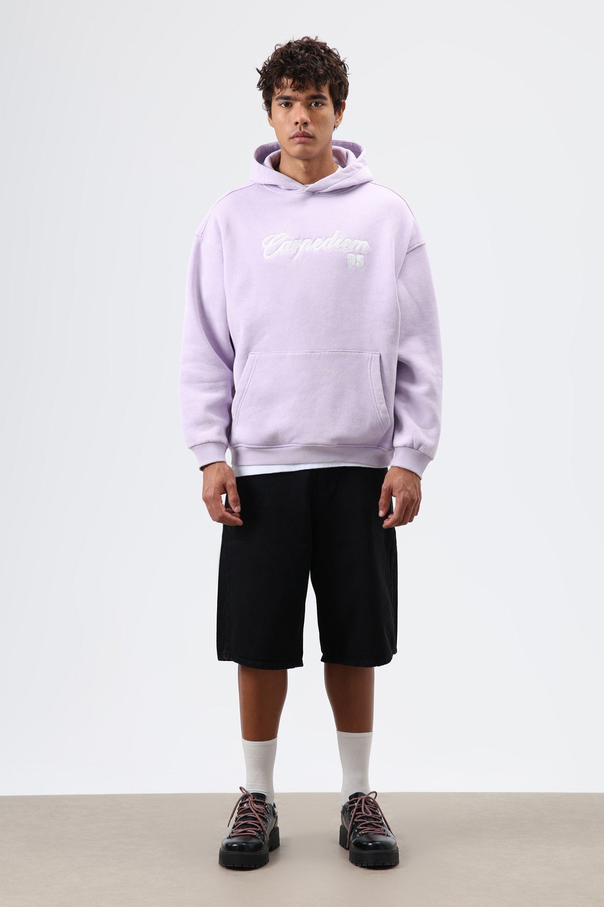 Oversize Baskılı Kapüşonlu Hoodie