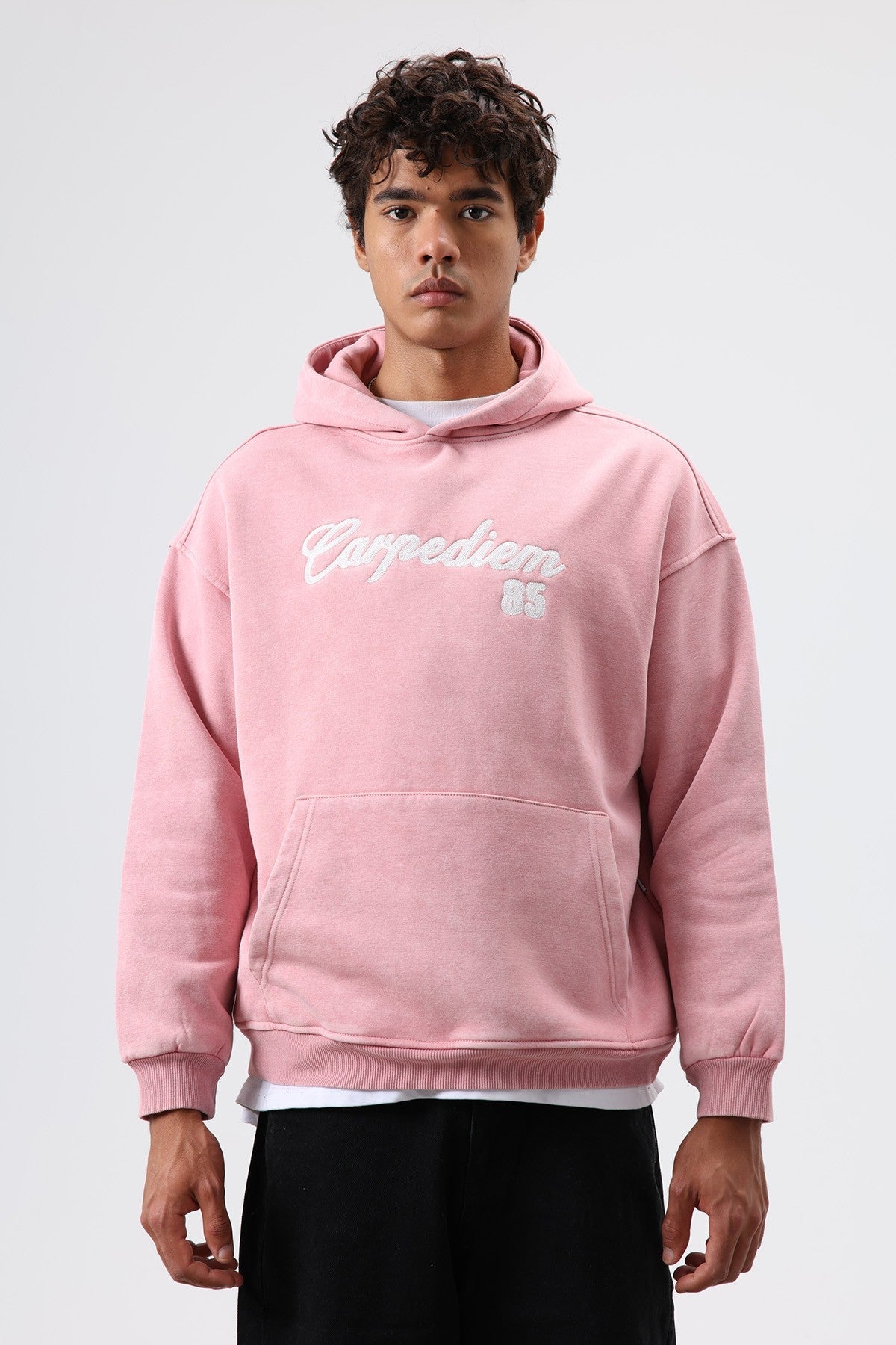 Oversize Baskılı Kapüşonlu Hoodie
