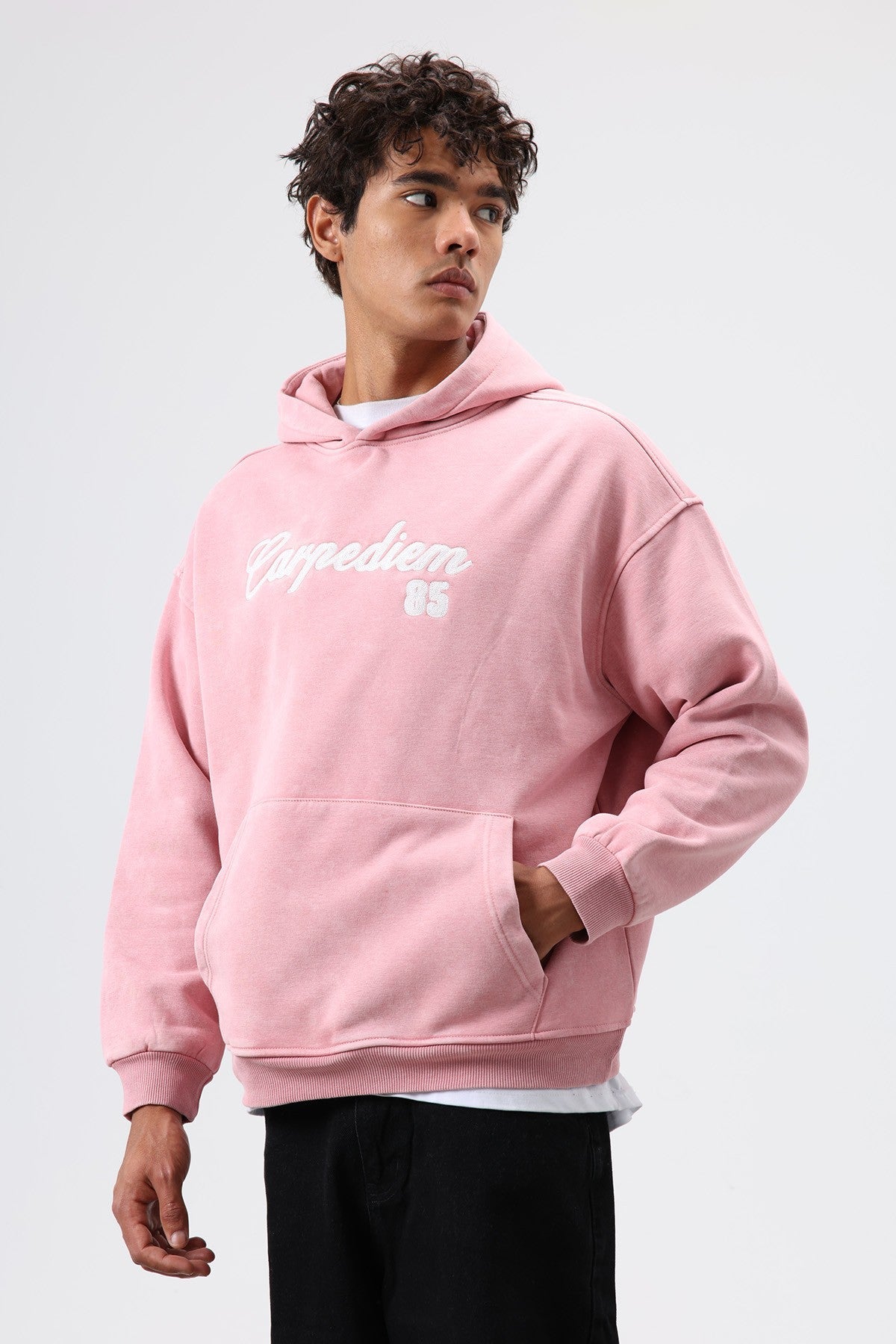 Oversize Baskılı Kapüşonlu Hoodie