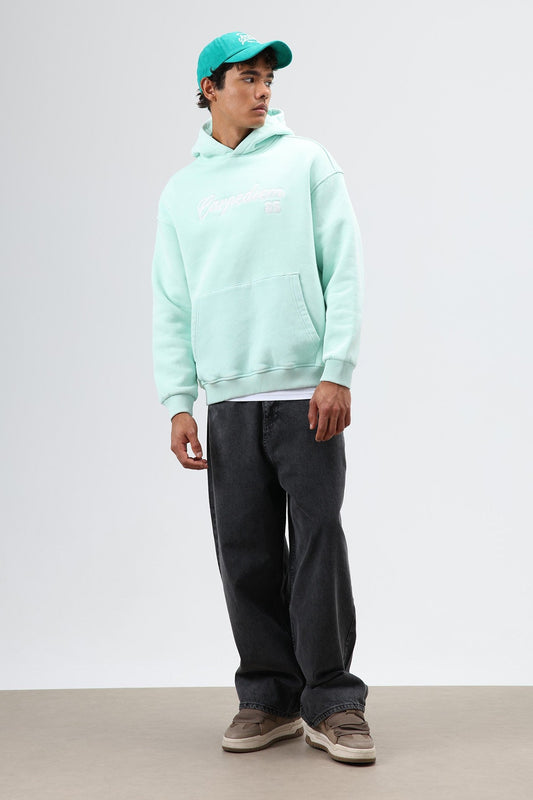 Oversize Baskılı Kapüşonlu Hoodie