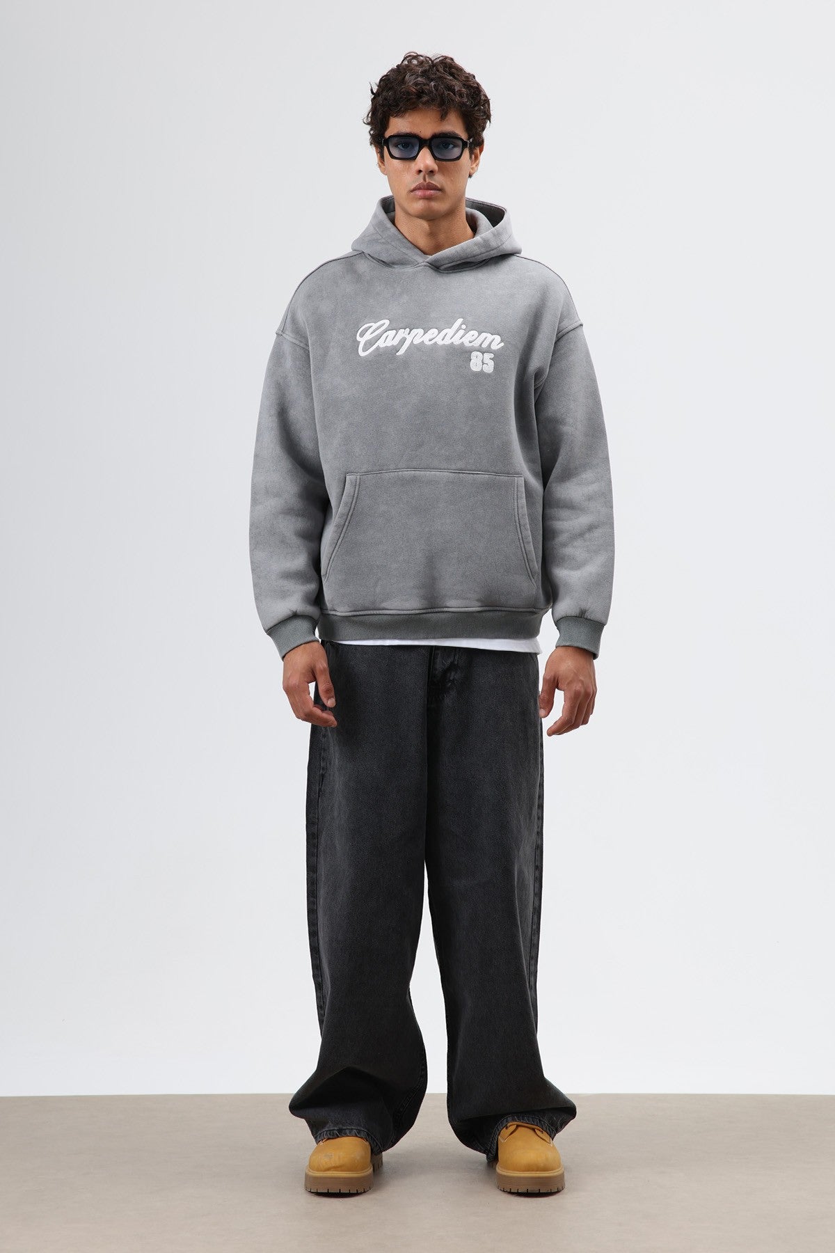Oversize Baskılı Kapüşonlu Hoodie