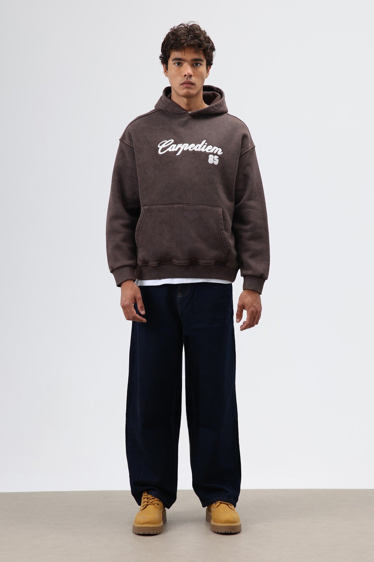 Oversize Baskılı Kapüşonlu Hoodie