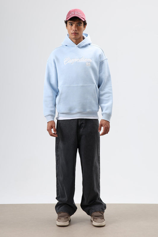 Oversize Baskılı Kapüşonlu Hoodie