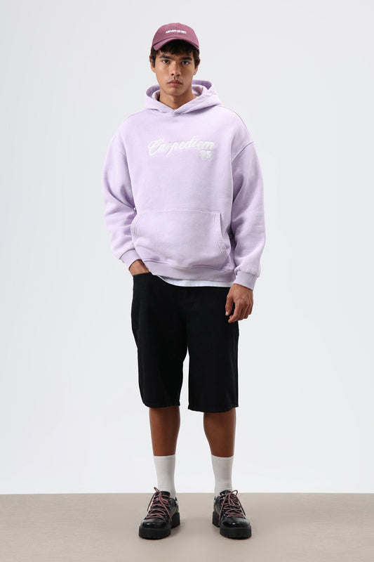 Oversize Baskılı Kapüşonlu Hoodie
