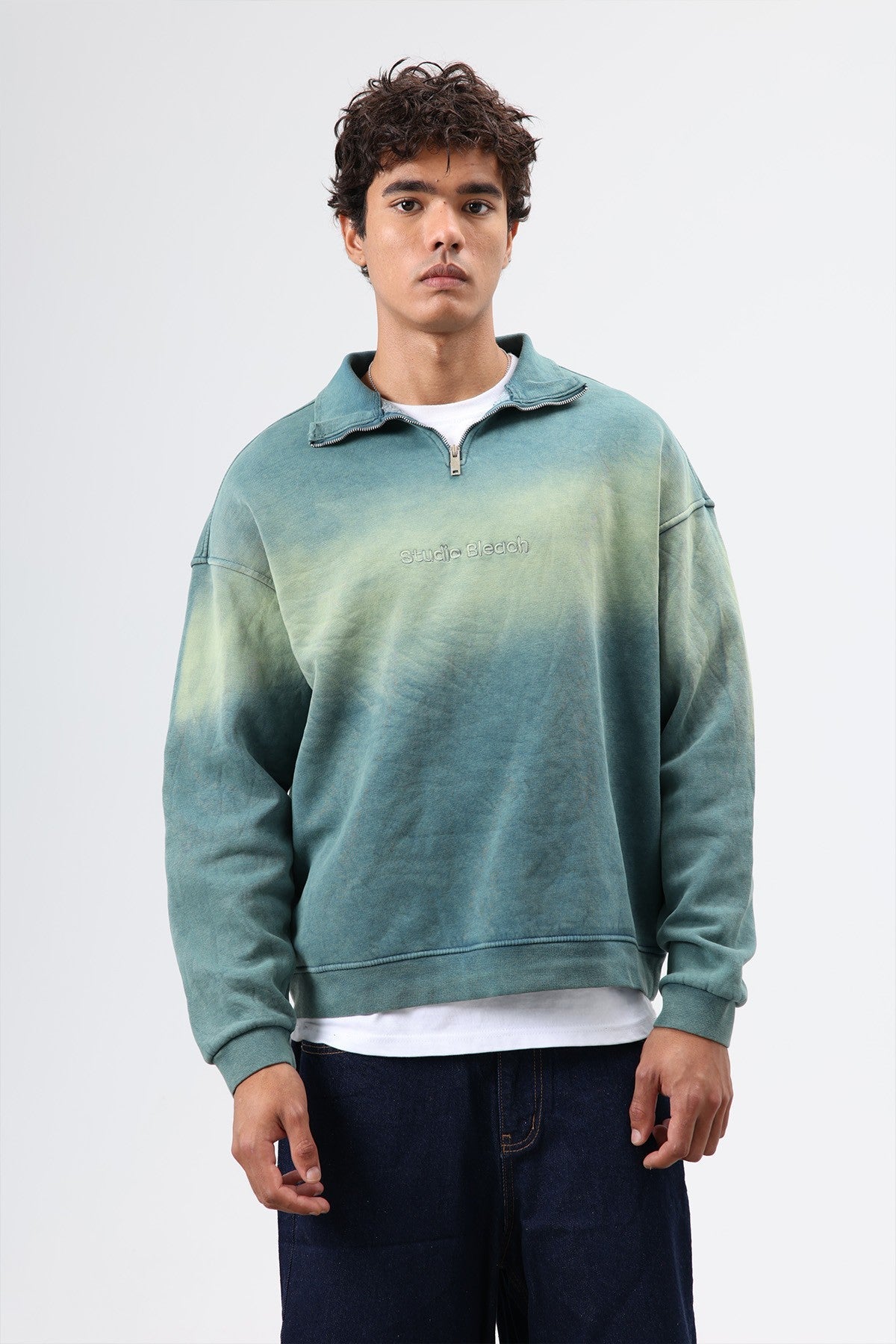 Yaka Fermuarlı Oversize Sweatshirt