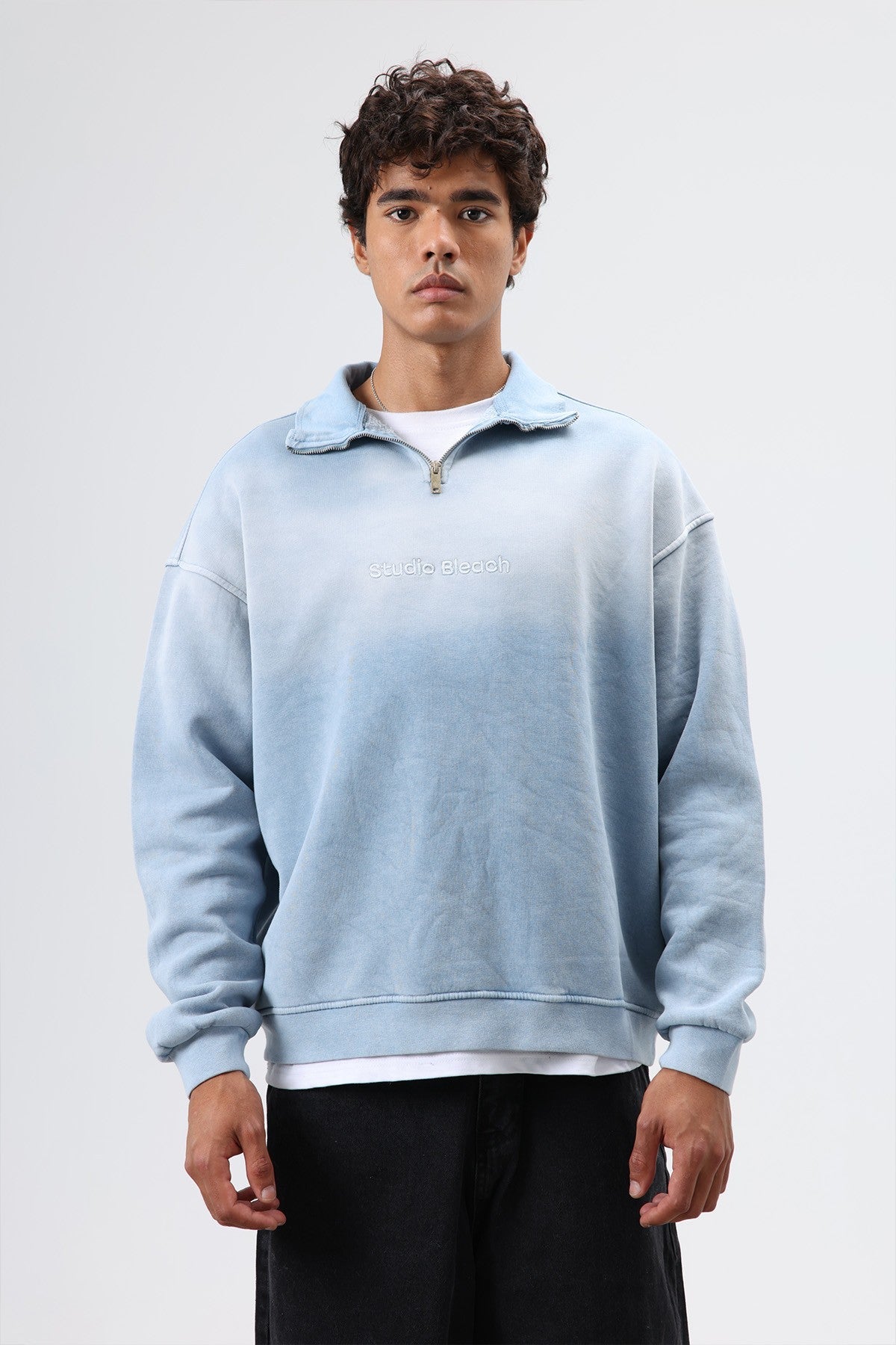 Yaka Fermuarlı Oversize Sweatshirt