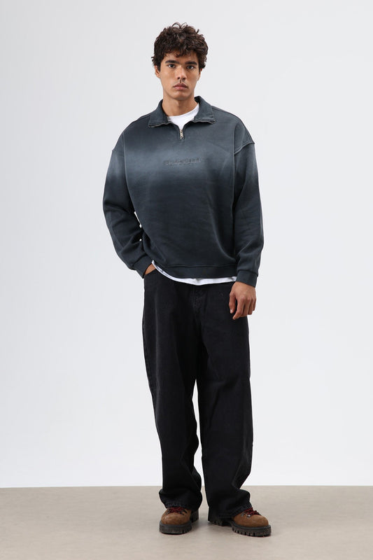 Yaka Fermuarlı Oversize Sweatshirt
