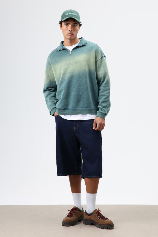 Yaka Fermuarlı Oversize Sweatshirt
