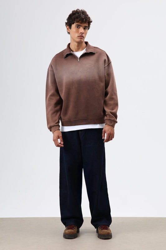 Yaka Fermuarlı Oversize Sweatshirt