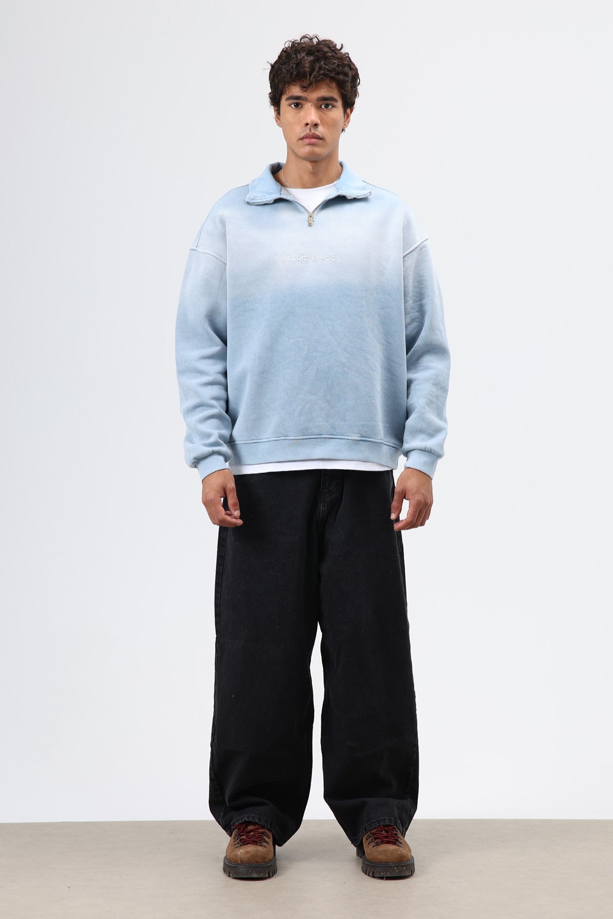 Yaka Fermuarlı Oversize Sweatshirt