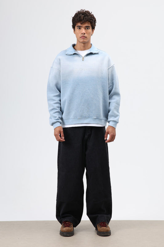 Yaka Fermuarlı Oversize Sweatshirt