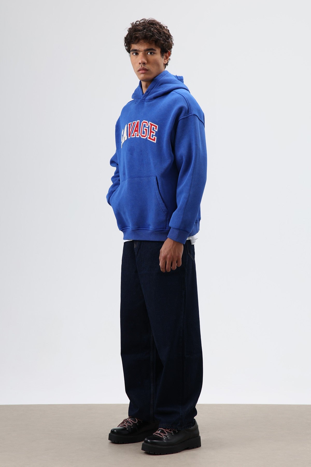 Oversize Baskılı Kapüşonlu Sweatshirt