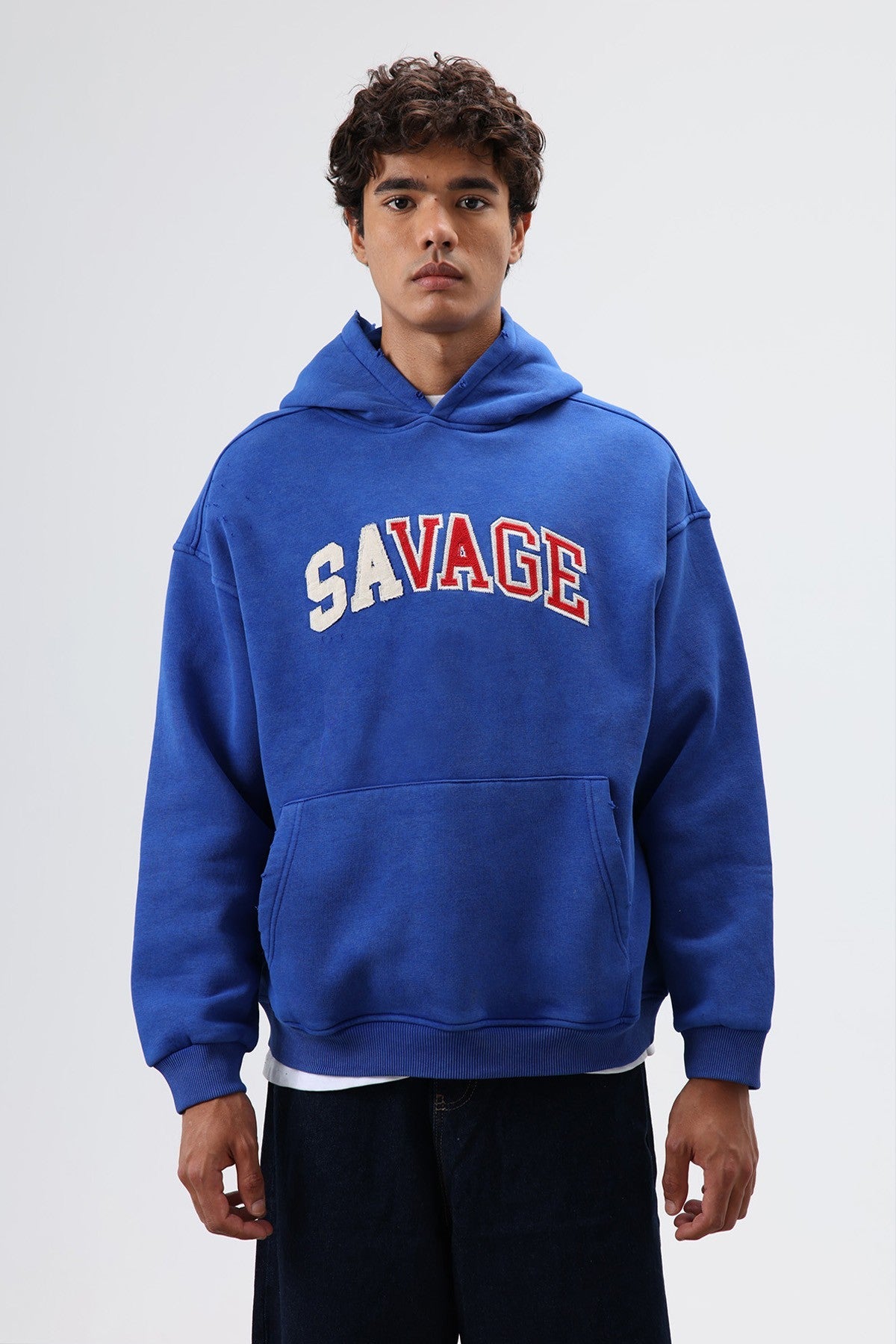 Oversize Baskılı Kapüşonlu Sweatshirt