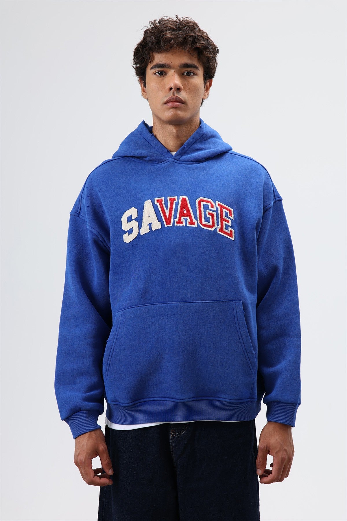 Oversize Baskılı Kapüşonlu Sweatshirt
