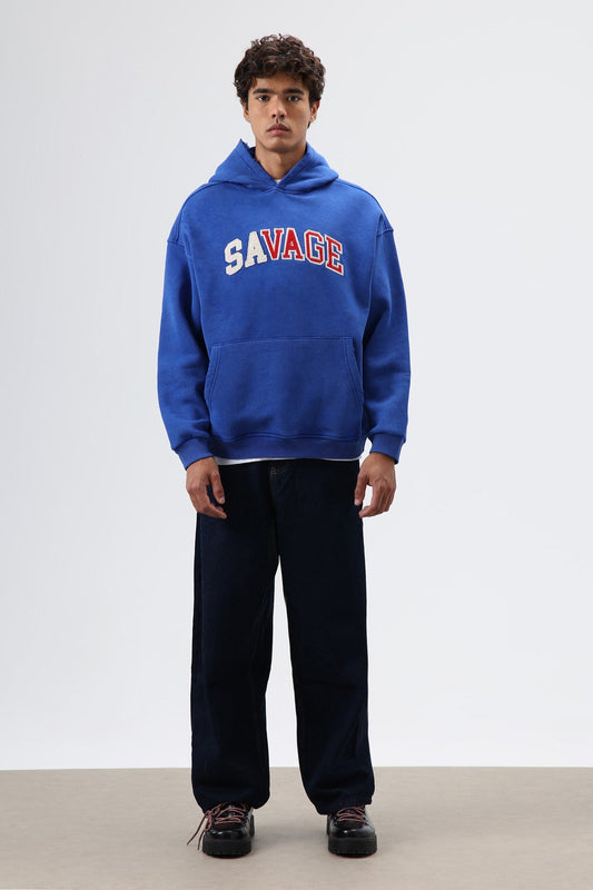 Oversize Baskılı Kapüşonlu Sweatshirt