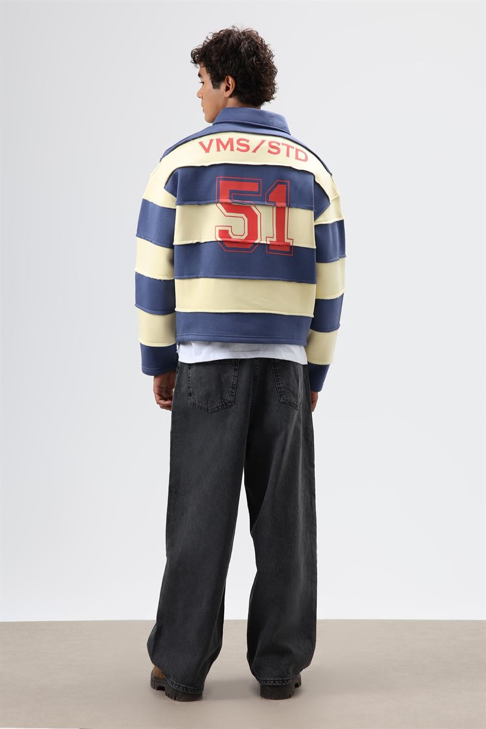 Oversize Şeritli Baskılı Sweatshirt