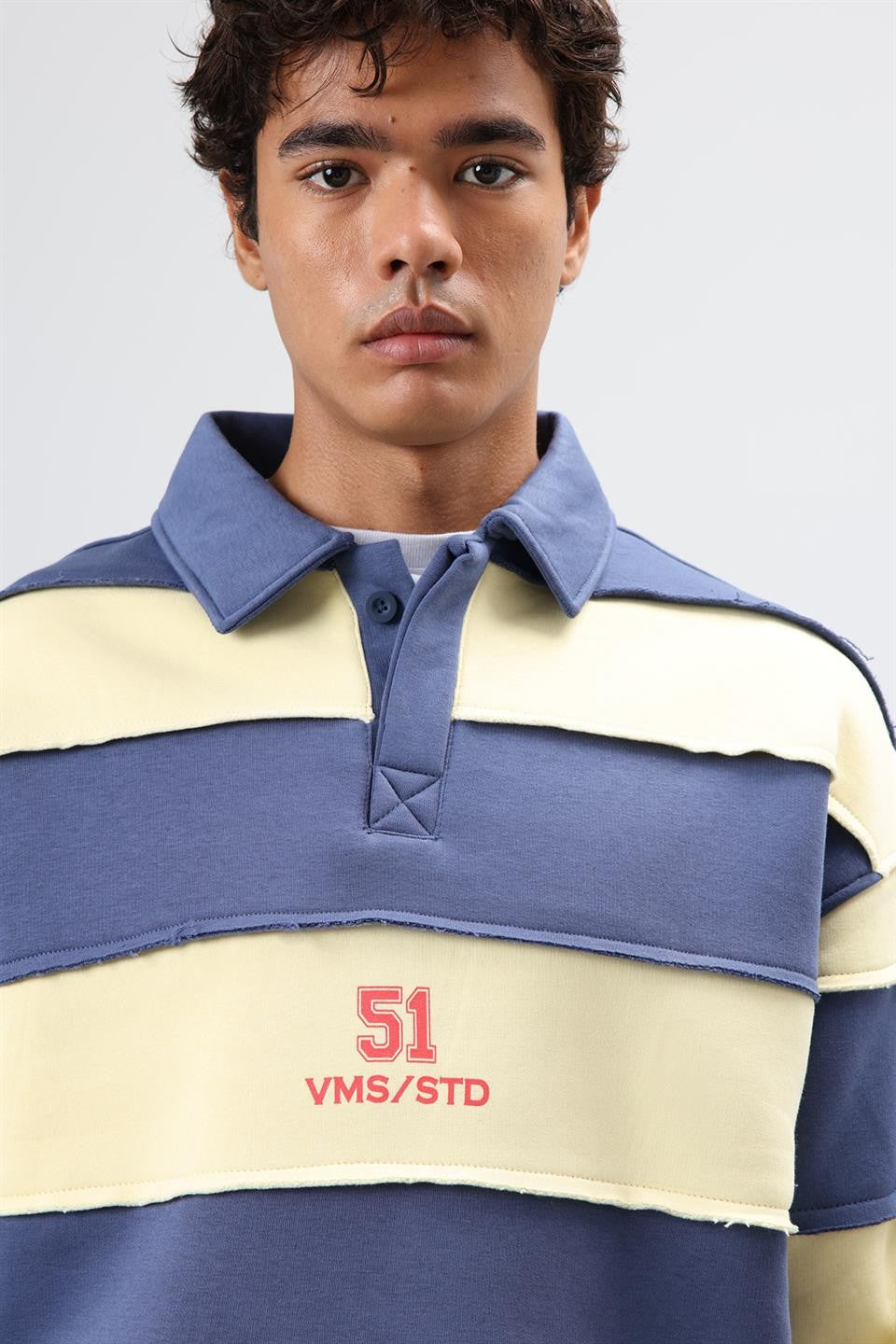 Oversize Şeritli Baskılı Sweatshirt