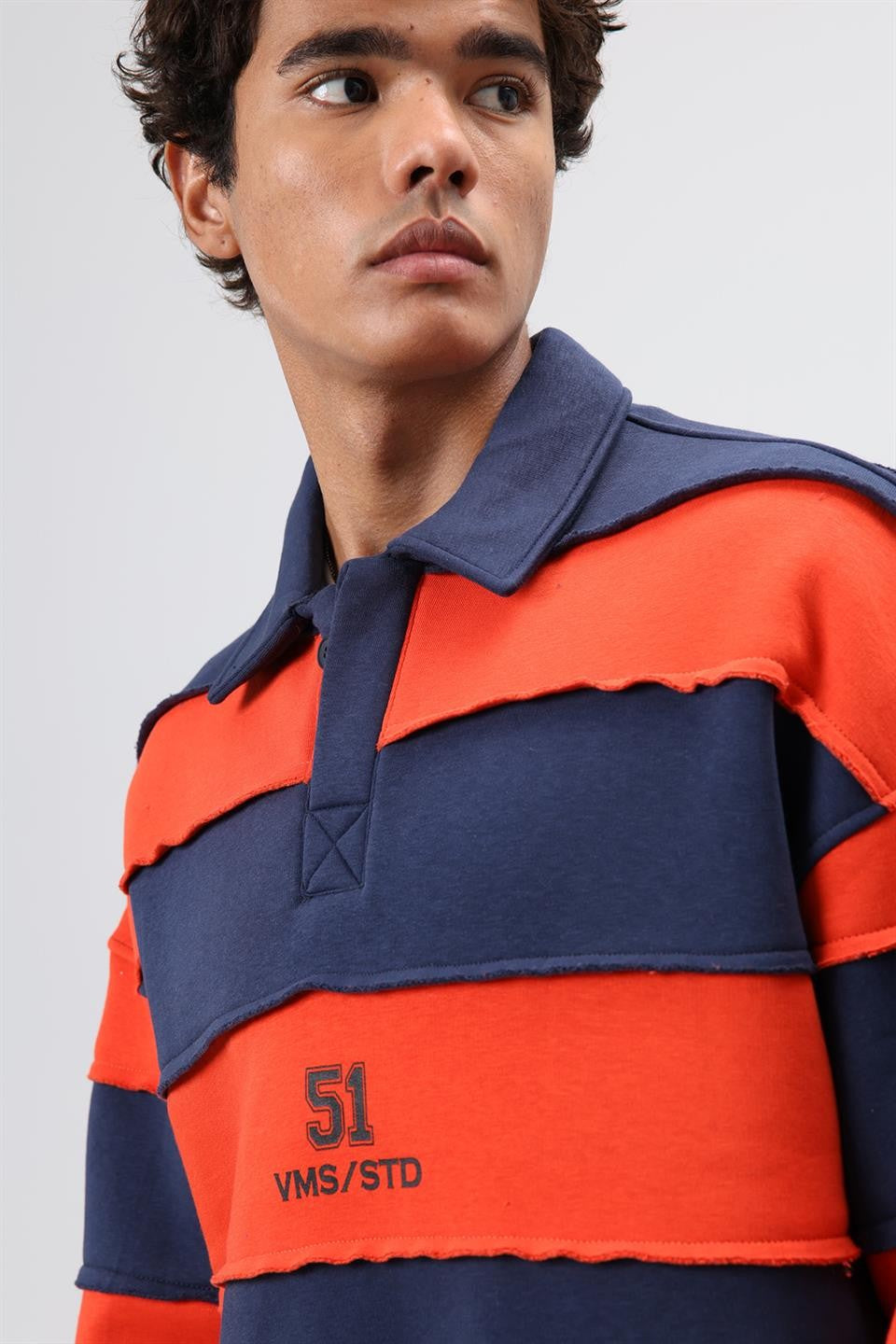 Oversize Şeritli Baskılı Sweatshirt